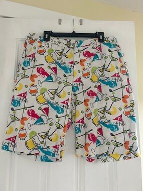 FlowGolf Men's Lobster & Drink Print Flat-Front Shorts Driven by Flow Society